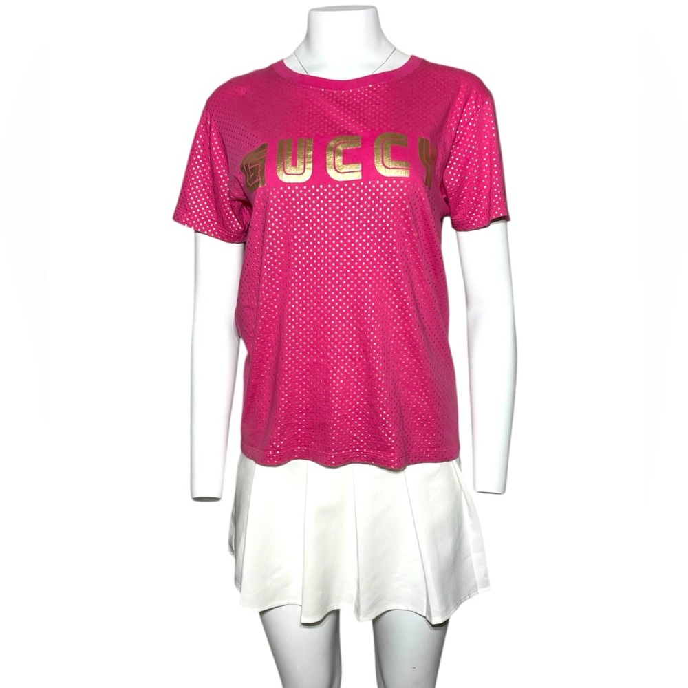 Gucci Fuchsia and Metallic Gold Tee